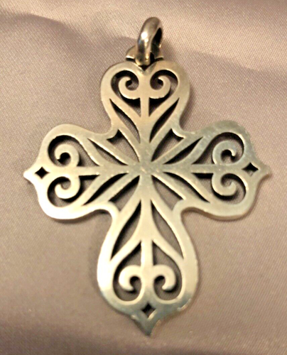 James Avery Openwork Cross Pendant Sterling Silver Retired Beautiful - USED - Picture 3 of 4