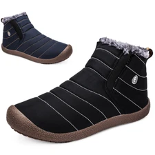 Men 's Waterproof Non Slip Winter Ankle Snow Boots Flat Walking Cotton Shoes