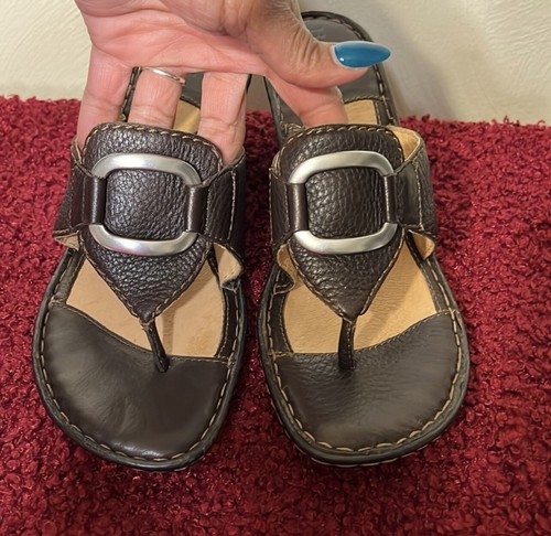 Born Brown Leather Wedge Sandals Size 9M/40.5 - Picture 3 of 14