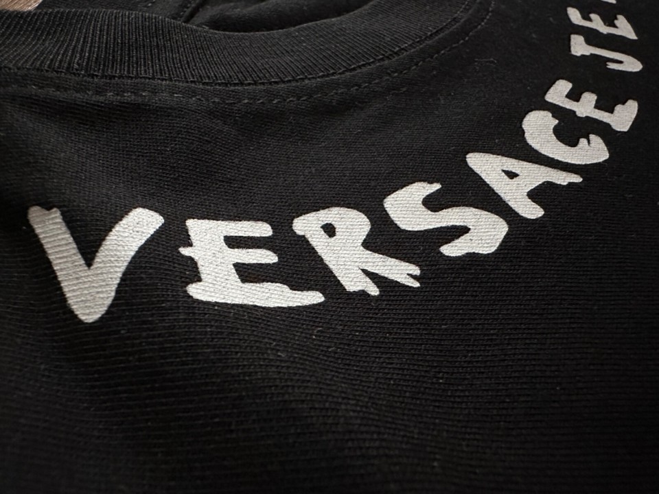 Versace Jeans Couture Black XL Size T shirt Logo Print Neckline Cotton versace-jeans-couture-black-xl-size-t-shirt-logo-print-neckline-cotton