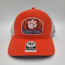 Clemson Tigers Hat Cap Snapback 47 Brand Trucker Orange Factor White Mesh New
