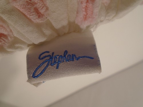 Vintage Stephan 100% Cotton Plush  Bear White w/ Pink Polka Dots 9" Tall 12"wide - Picture 3 of 6