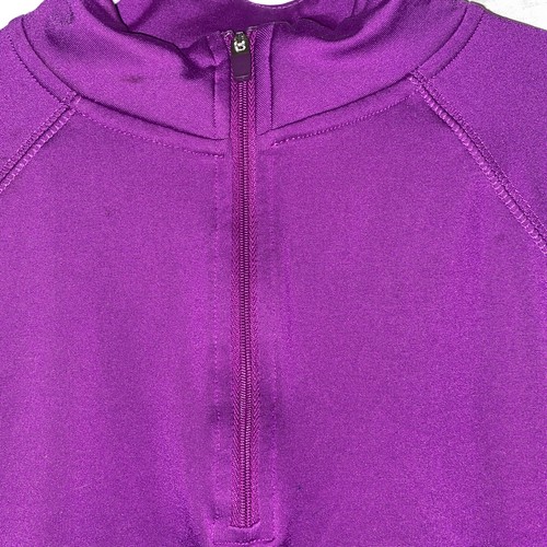 Justice Girls 12 Athletic QuarterZip Front Pullover Shirt Purple Mock Neck - Picture 6 of 9