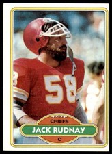 1980 Topps Jack Rudnay Football Card Kansas City Chiefs #77
