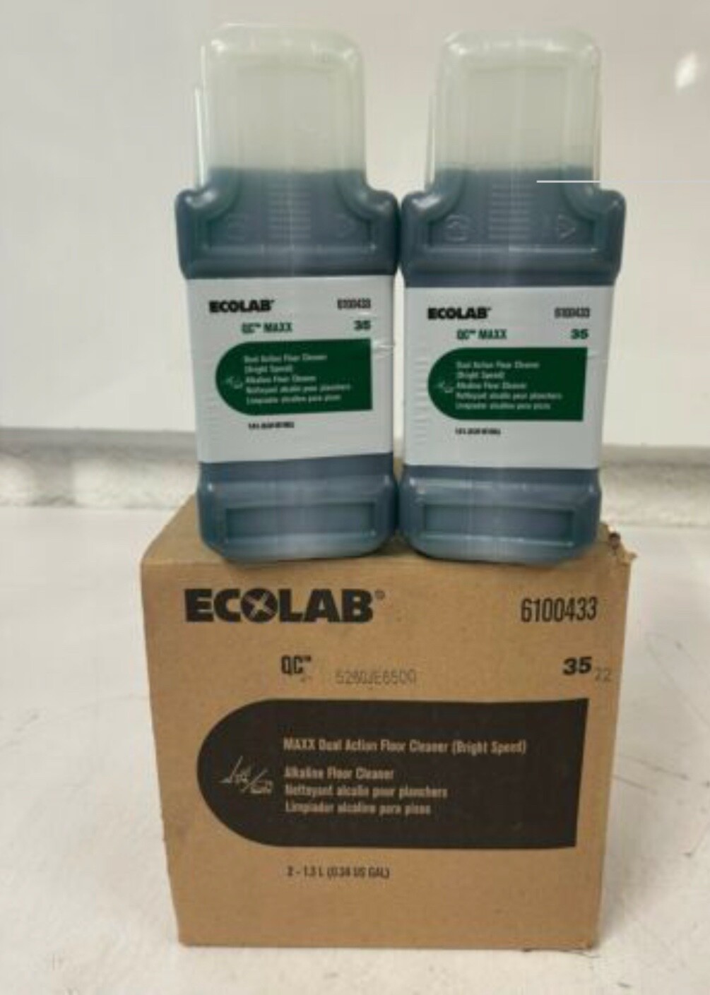 CASE OF 2 Ecolab QC 35 MAXX Dual Action Floor Cleaner Bright Speed 1.3L