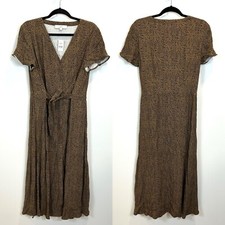 NWT Banana Republic Size 12 Leopard Printed Midi Dress Tie Waist Button Down 