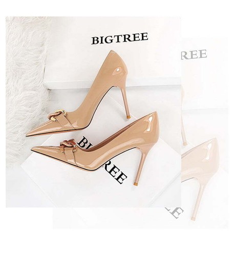 High Heels Stilettos Pumps Shoes Size 4.5-10.5 Leather 9. 5 cm Black Green Beige - Picture 5 of 29