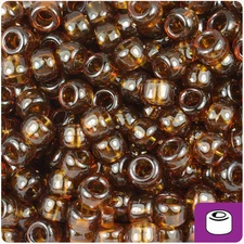 BeadTin Root Beer Transparent 9mm Barrel Pony Beads (500pcs)