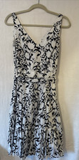 Chaps White with Black Flowers Casual Dress with belt- Size 10
