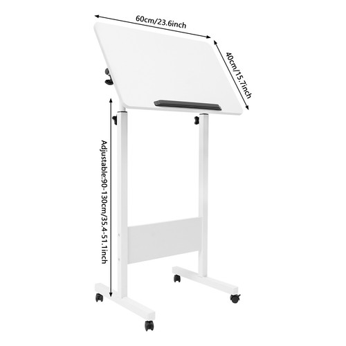Portable Podium Stand with Wheels Adjustable Laptop Desk Standing Desk White NEW - Picture 2 of 20