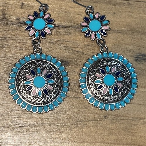 KENDRA SCOTT Turquoise Cobalt Blue Silver Chandelier Dangle Earrings ❤️blt39j1 - Picture 8 of 8