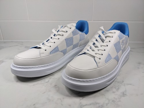 Mens LV Louis Vuitton Beverly Hills Sneakers Shoes UK 8 US 9 White Blue - Foto 2 di 8