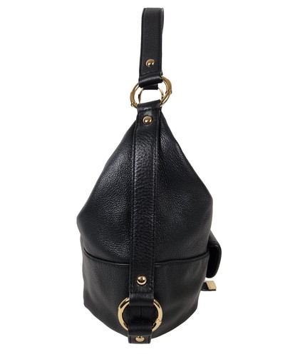 Michael Kors Black Leather Fulton Hobo Shoulder Bag Purse - Picture 7 of 9