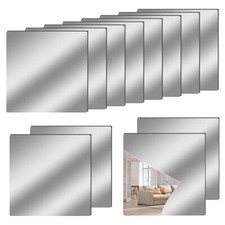 12" x 12" Acrylic Flexible Mirror Sheets 12 Pack Self Adhesive Mirror Tiles S...