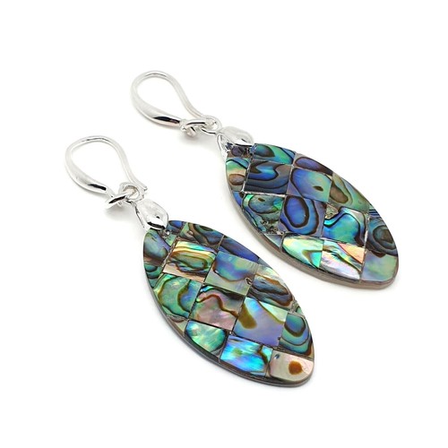 Earrings Rainbow Paua Abalone Shell Long Dangle Drop Boho Sterling Silver Hooks - Picture 2 of 69