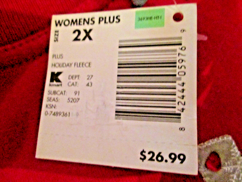 Holiday editions KMart Christmas Ladies sweatshirt JOY New!! Red 2x - Picture 2 of 5