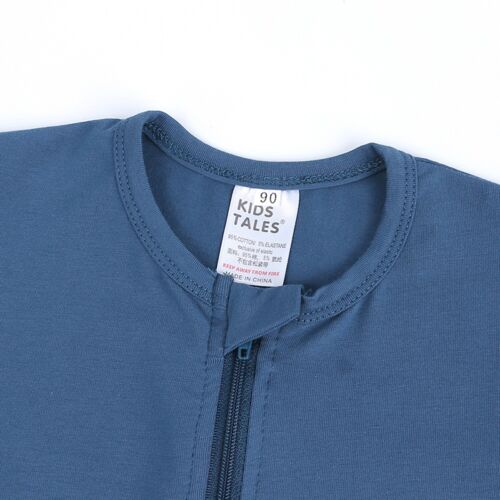 BABY ROMPER-Sleeper Short Sleeve Bodysuit Double Zipper Cotton Blue Boy 4-Sizes - Picture 4 of 42