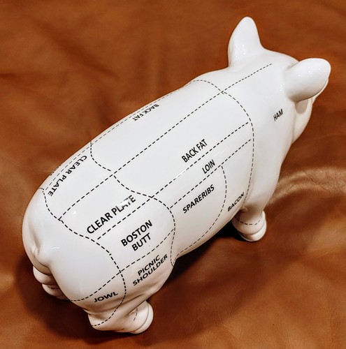NEW LARGE WHITE CERAMIC PIG FIGURINE w/ PORK COOKING CHART RESTAURANT DECOR. NWT - Picture 11 of 11