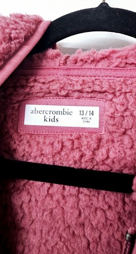 ABERCROMBIE AND FITCH Pink Fleece 1/4 Zipup Cozy Sherpa Teen Hoodie (13-14) - Picture 3 of 4