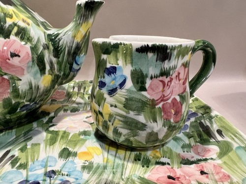 Vintage Hand painted Italy Tea Set For Gumps Impressionist Garden - Picture 11 of 17
