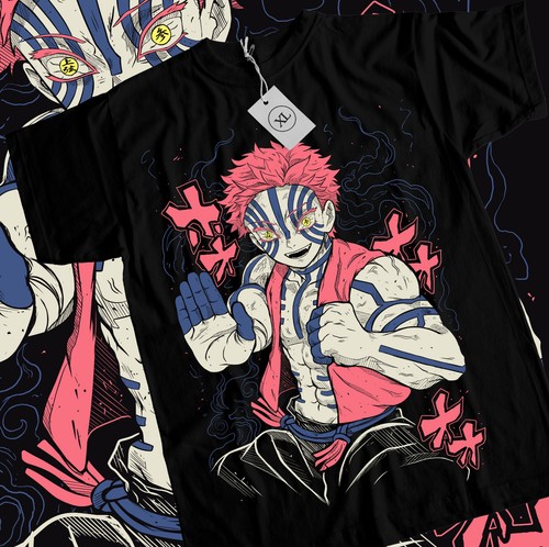 Camiseta Akaza Kimetsu no Yaiba Demon Slayer Tanjiro Unisex Negra Todas las Tallas - Imagen 1 de 3