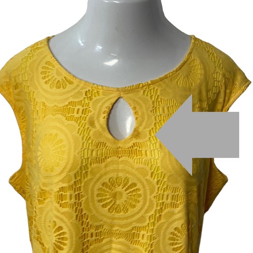 Vestido estilo Londres para mujer talla 22W amarillo encaje sin mangas trabajo oficina fecha - Imagen 7 de 15