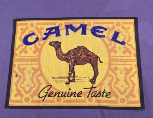 Vtg USA 1995 CAMEL Graphic Tee Shirt Men XL Mauve Pocket 2 Sided Genuine Taste