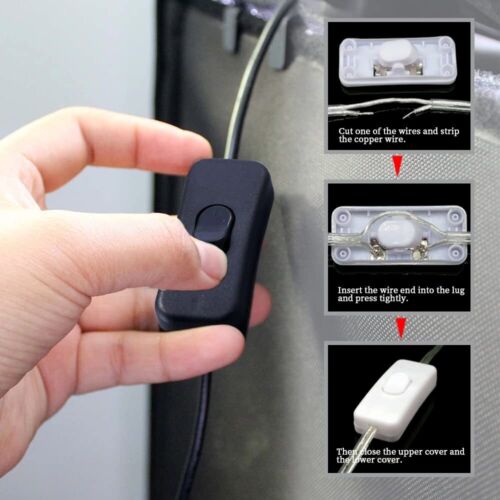Black 2A Inline Cord Switch for Small Appliances Lamps Fits 3 Core Wire Cable - Picture 5 of 8