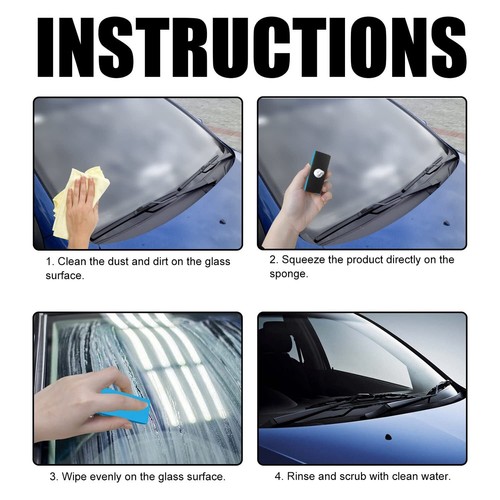 3Pc Car Glass Oil Film Cleaner, Removal Cream, Windshield Oil... - Picture 7 of 7