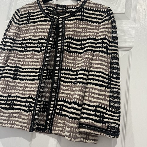 ST JOHN Couture Beige Cream Black JACKET SZ 10 Blazer Trims - Picture 8 of 19