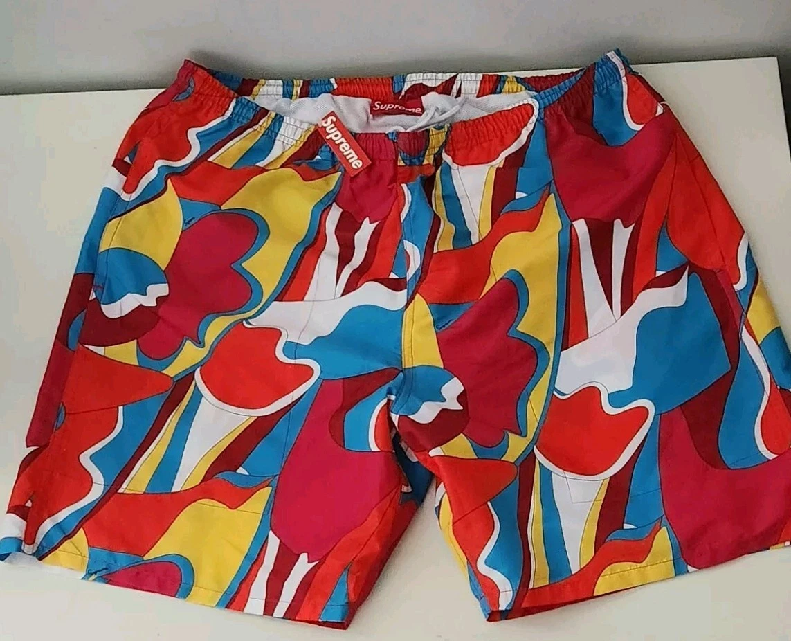 Short de bain SS16 Supreme Abstract Water taille XL rouge neuf avec étiquette