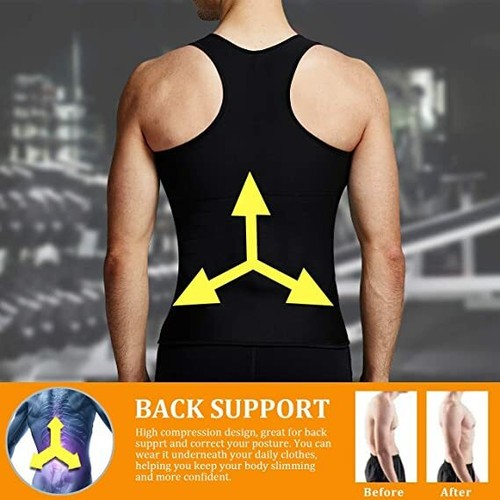 Men Body Shaper Weight Loss Fat Burning Vest Slimming Shirt Waist Trainer Corset - Foto 9 di 22