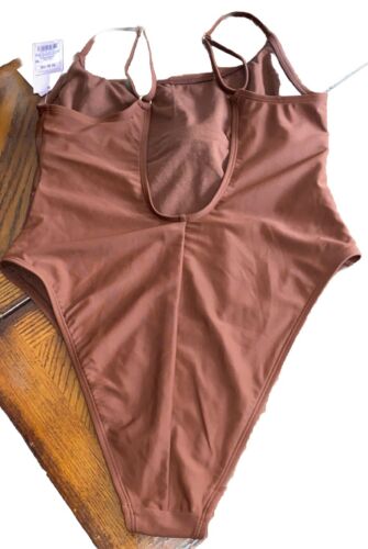 Wild Fable Pink Extra High Leg Extra Cheeky One Piece Swimsuit Size Medium Brown - Picture 6 of 8