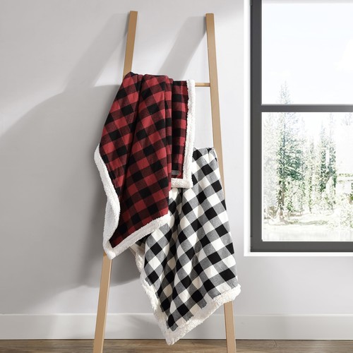 Throw Blanket, Reversible Sherpa Fleece Bedding, Buffalo Plaid Home Decor for - Picture 11 of 11
