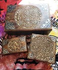 Celtic Knot Wood Celtic Box Set, Irish Wooden Box, Welsh Keepsake, Hand Engraved
