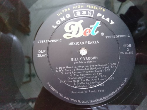 Billy Vaughn Mexican Pearls *Rare 1965 US Dot Records Label Vinyl LP*Nm* - Picture 4 of 4