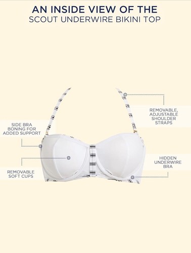 Swimsuits For All Women's Plus Size 12 Scout Underwire Shirred Tie Bikini Top - Picture 4 of 7