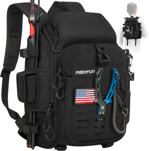 Piscifun Fishing Tackle Backpack with Rod & Gear Holder, Lightweight Fishing Tac - Picture 9 of 12