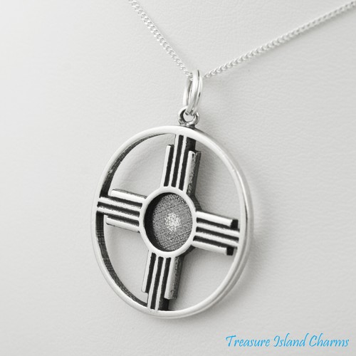 Collar Colgante Grande Zia Nuevo México Sol Plata de Ley 925 Dije 16" o 18" - Imagen 2 de 5