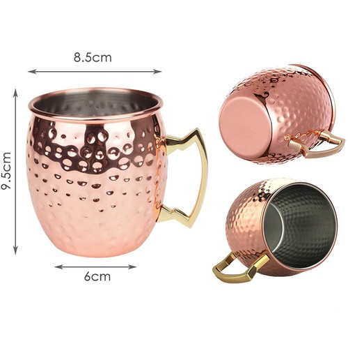 Moscow Mule Kupfer Becher Set of 2 Kupferbecher mit Untersetzer für Cocktail Bar - Bild 12 von 12