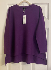 NWT 238 Eileen Fisher Italian Raisin Fine Merino Wool Round Neck Top S XL