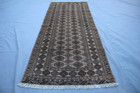 2x6 Vintage Afghan Bokhara Runner Rug - Beige & Brown Wool - Tribal Geometric.