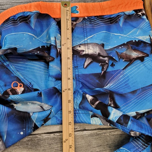 OP Swim Trunks Boys XL(14-16) Blue With Sharks Swim Trunks - Picture 9 of 10