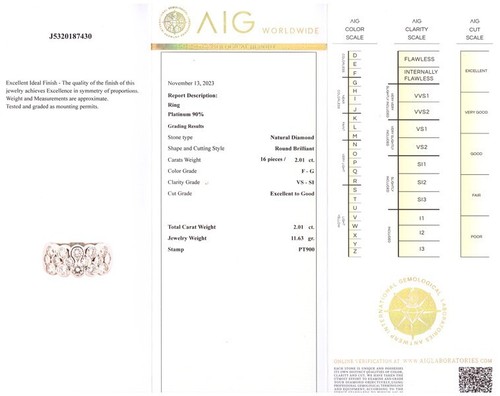 LUXUS BRILLANT-RING 2,01 CT F-G/VS 900 PT WERT 9.270 NEU AIG ZERTIFIKAT - Bild 3 von 8