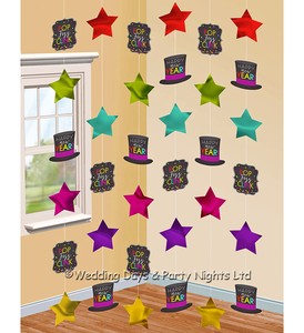 6 X 7ft Happy New Year Star Strings Hanging Party Decorations