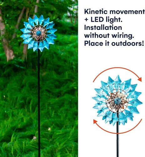 Elegant 75in Solar Wind Spinner with LED Lighting - Perfect Garden Accent - Picture 7 of 11