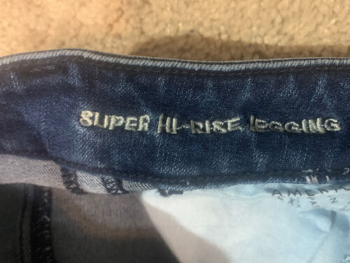 American Eagle Damen Jeggings Größe 6R blau dunkle Waschung super hoher Bund Stretch - Bild 4 von 14