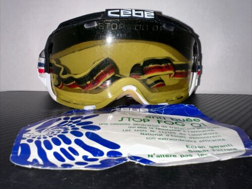 Cebe Snow Ski Goggles Vintage USA Ski Team Stop Fog Red White Blue Strap France - Picture 3 of 5