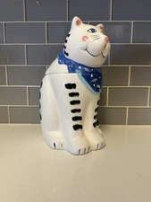 Coco Dowley Ceramic Multi-color Tabby Cat Cookie Jar/Canister Pet Treats