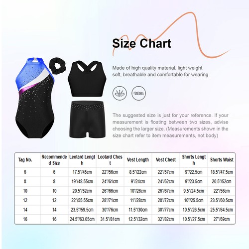 Kids Girls Outfit Sleeveless Dancewear Athletic Bodysuit Figure Ice Skating Gym - Picture 18 of 82